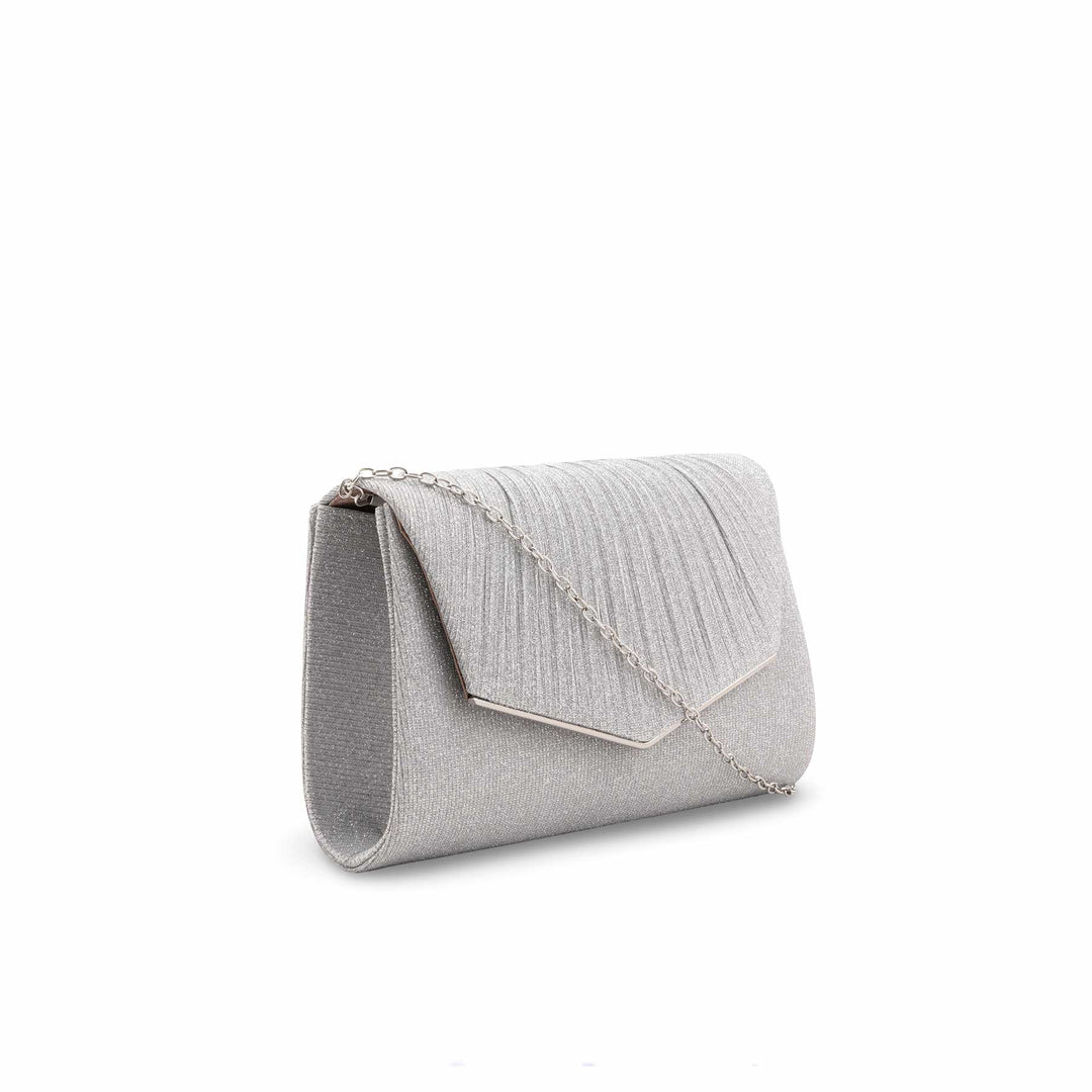 Silver Fancy Clutch For Women P24430