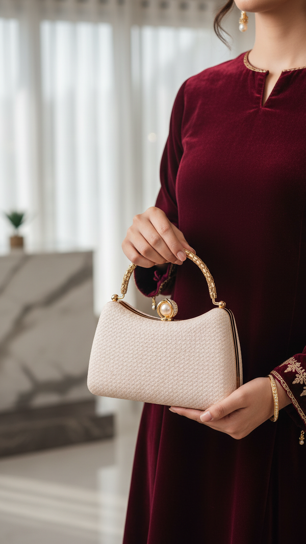 Beige Formal Clutch For Women P24431