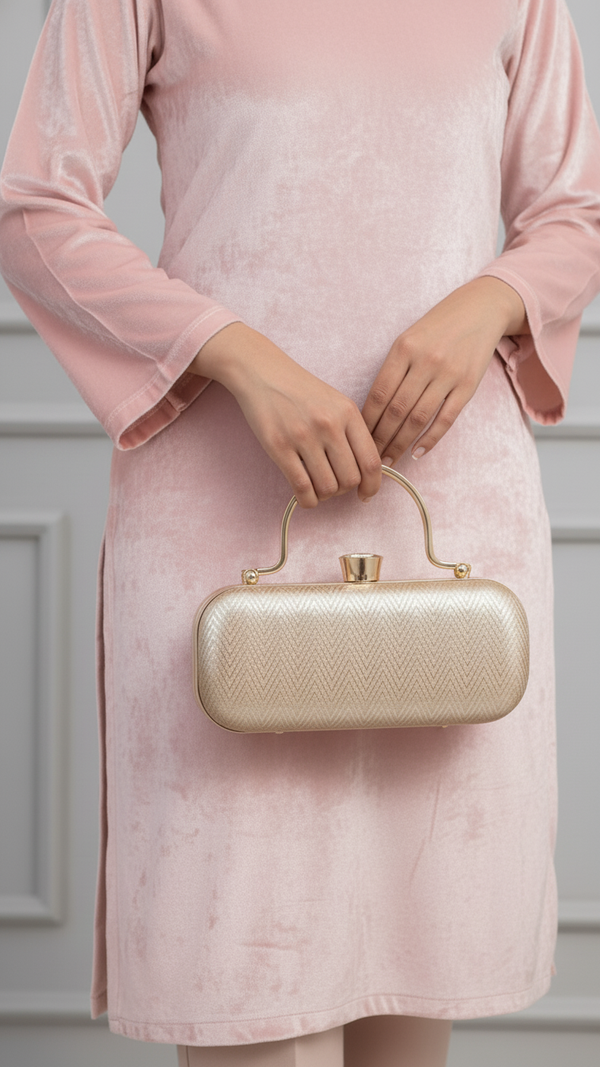 Golden Fancy Clutch For Women P24432