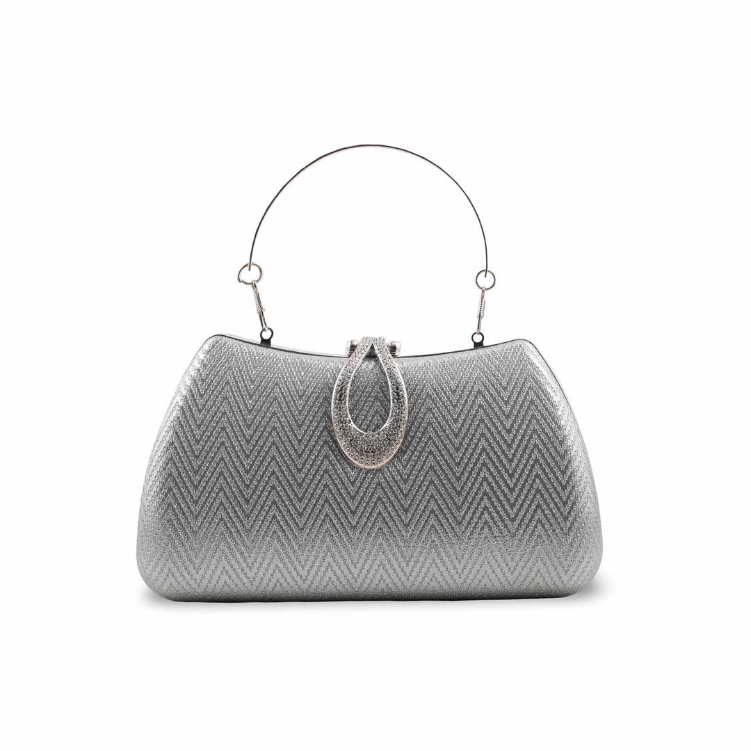 Silver Fancy Clutch For Women P24433