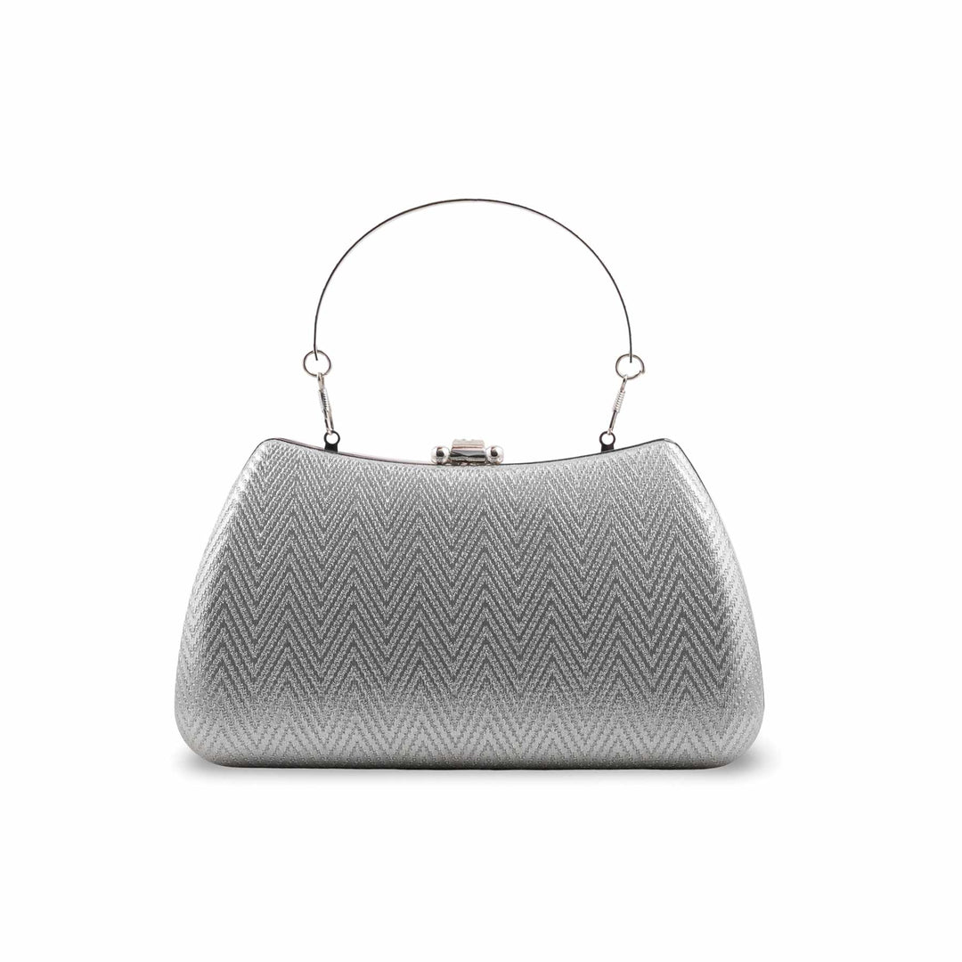 Silver Fancy Clutch For Women P24433