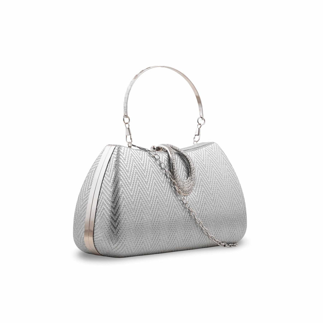 Silver Fancy Clutch For Women P24433
