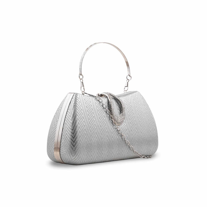 Silver Fancy Clutch For Women P24433