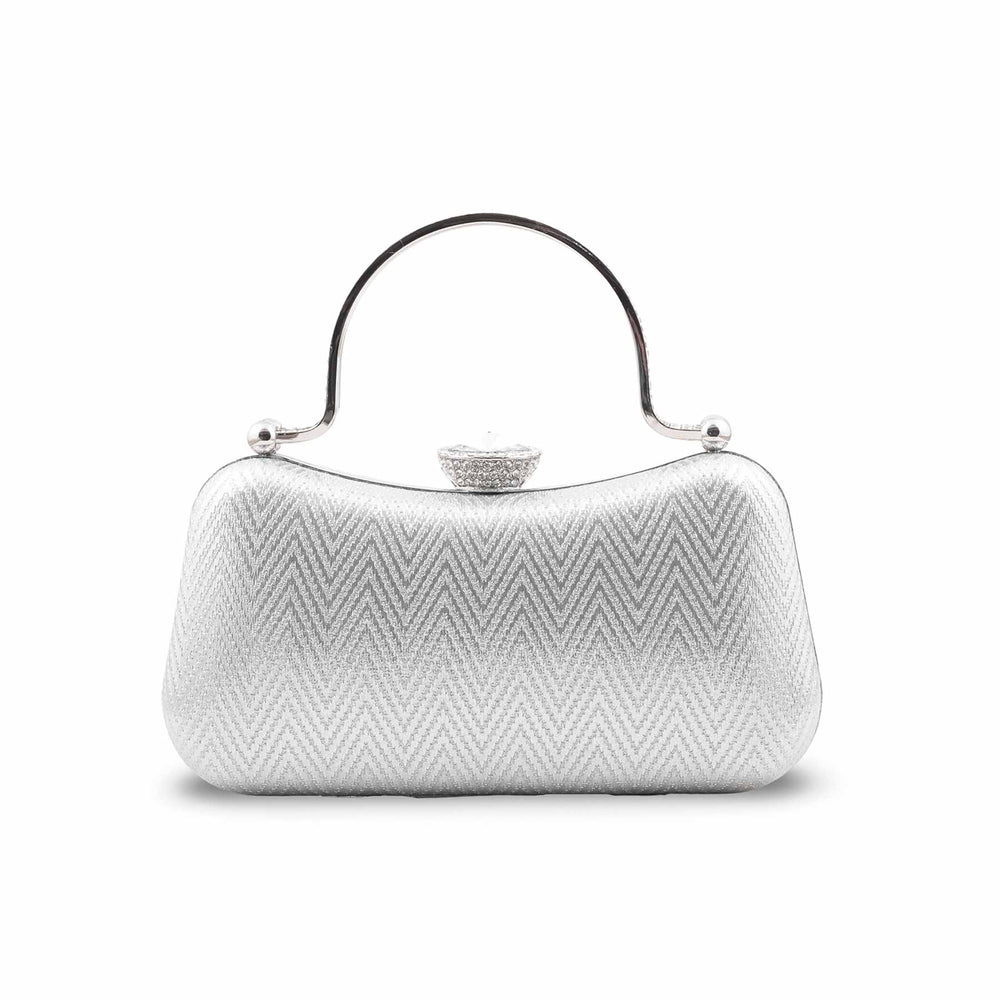 Silver Fancy Clutch For Women P24434