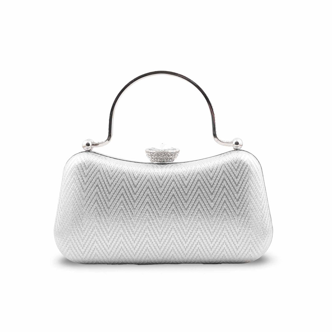 Silver Fancy Clutch For Women P24434
