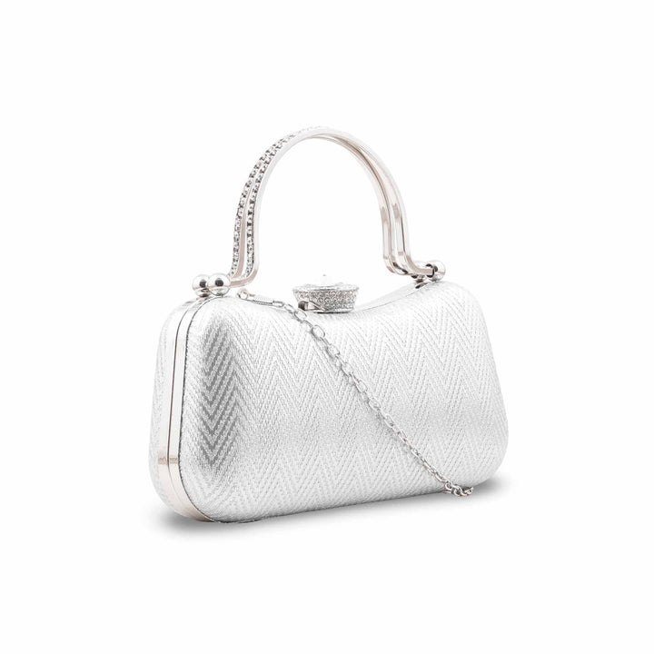 Silver Fancy Clutch For Women P24434