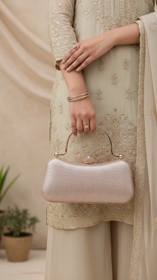 Champagne Fancy Clutch For Women P24434