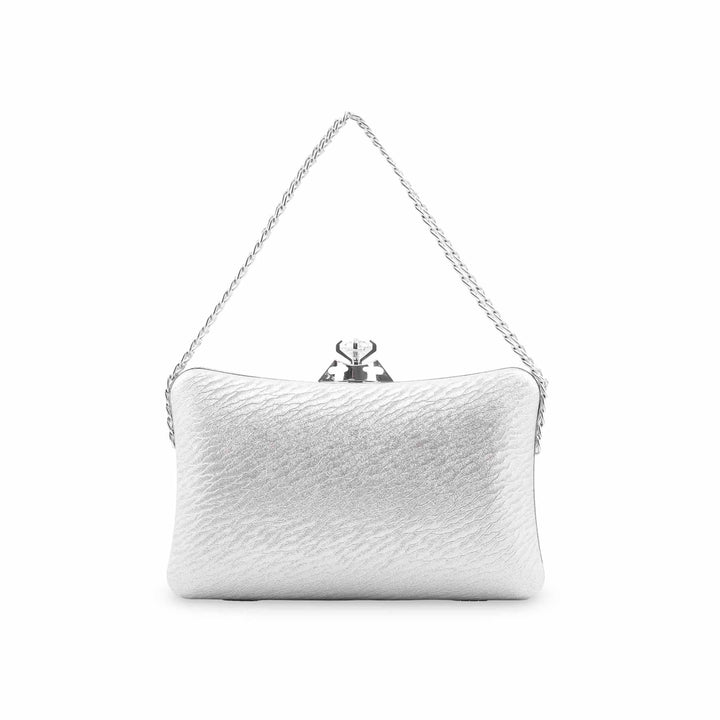 Silver Fancy Clutch For Women P24435