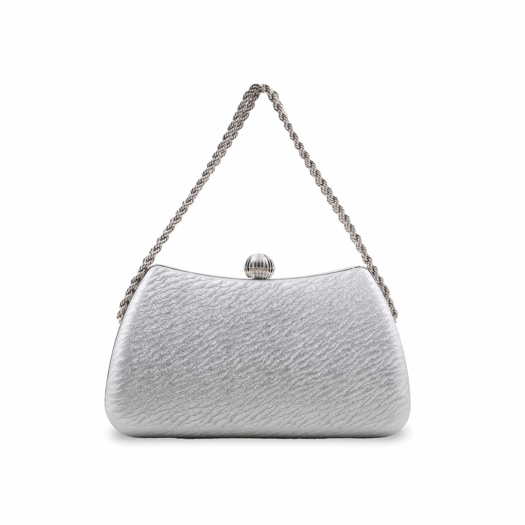Silver Fancy Clutch For Women P24436