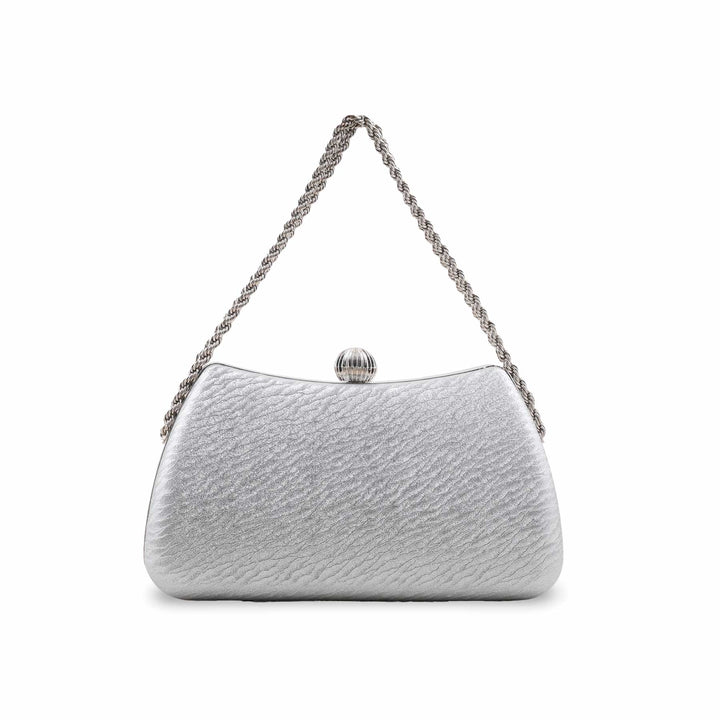 Silver Fancy Clutch For Women P24436