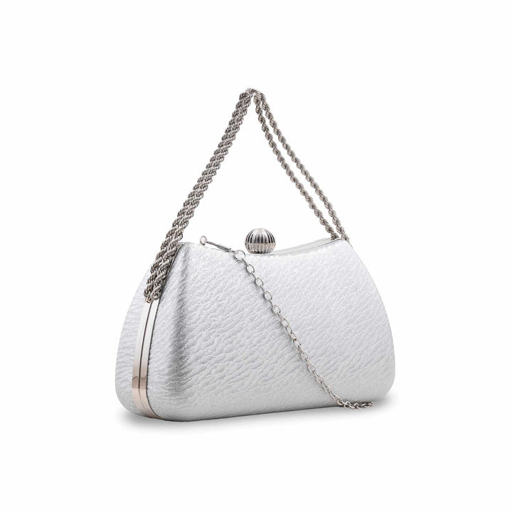 Silver Fancy Clutch For Women P24436