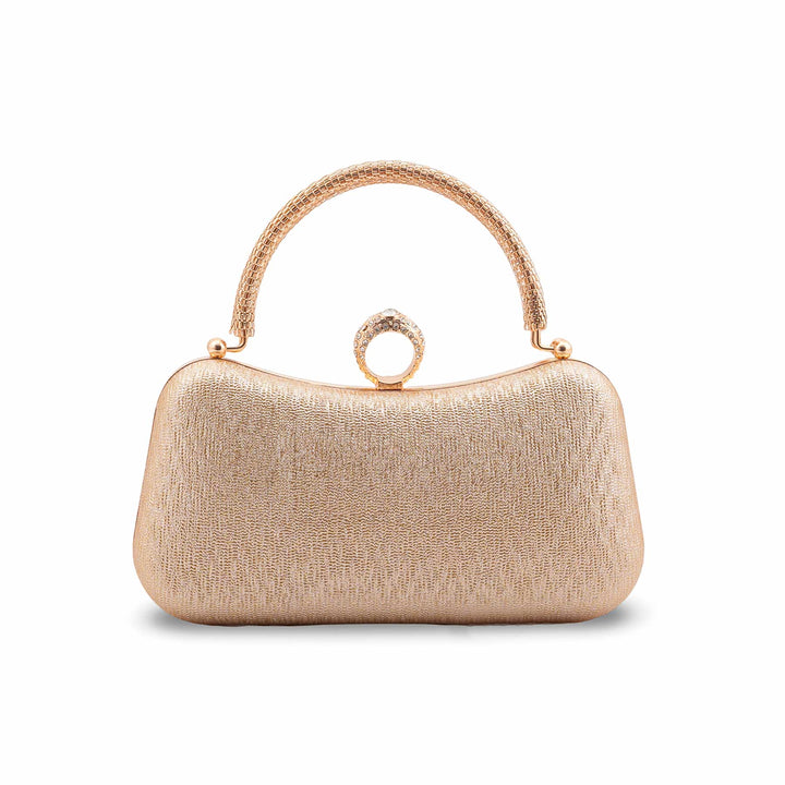 Golden Formal Clutch For Ladies P24437