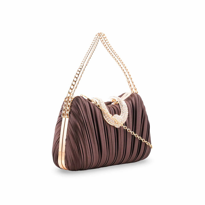 Coffee Formal Clutch For Ladies P24439