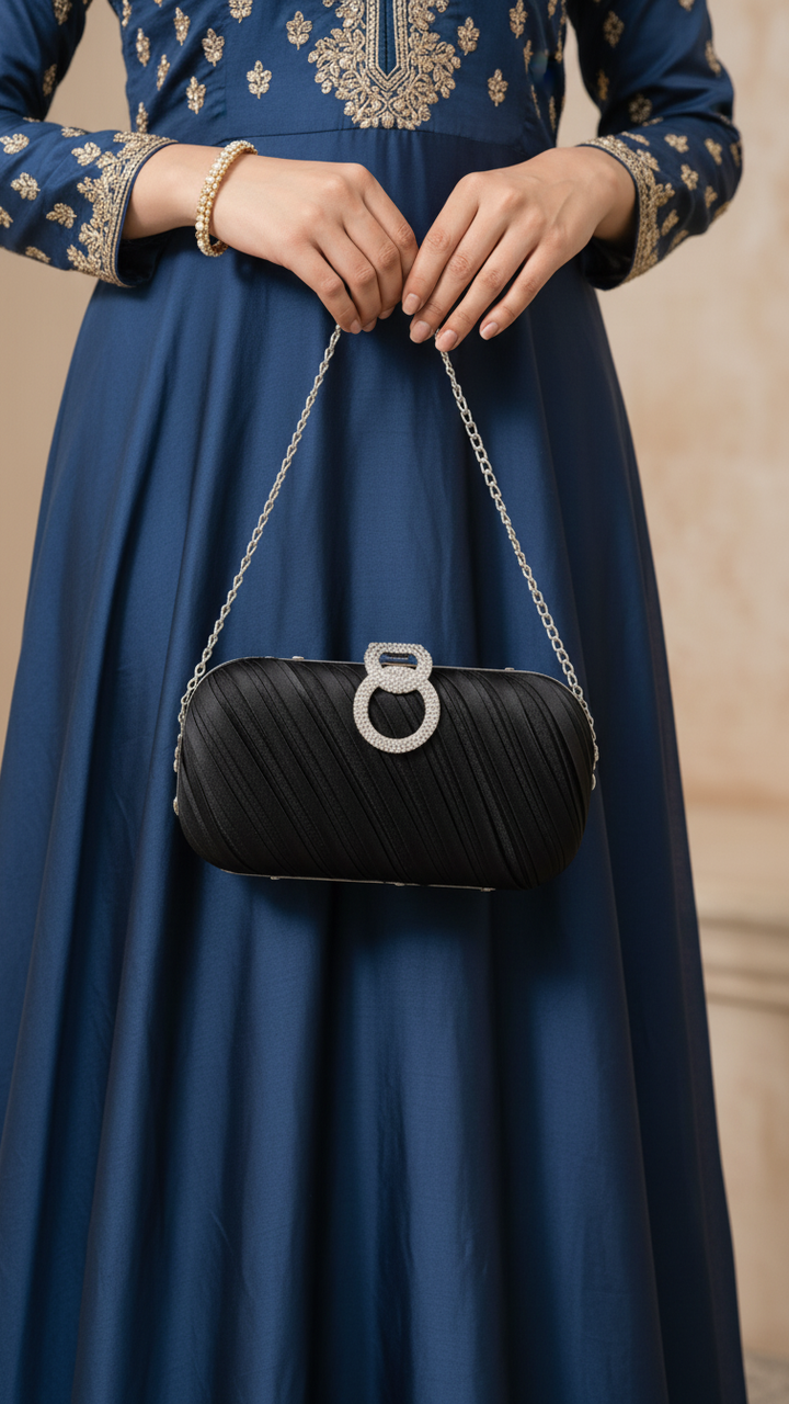 Black Formal Clutch For Ladies P24440