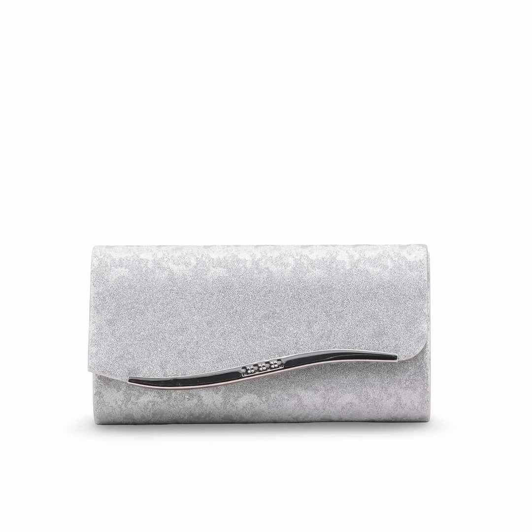 Silver Fancy Clutch For Ladies P24458