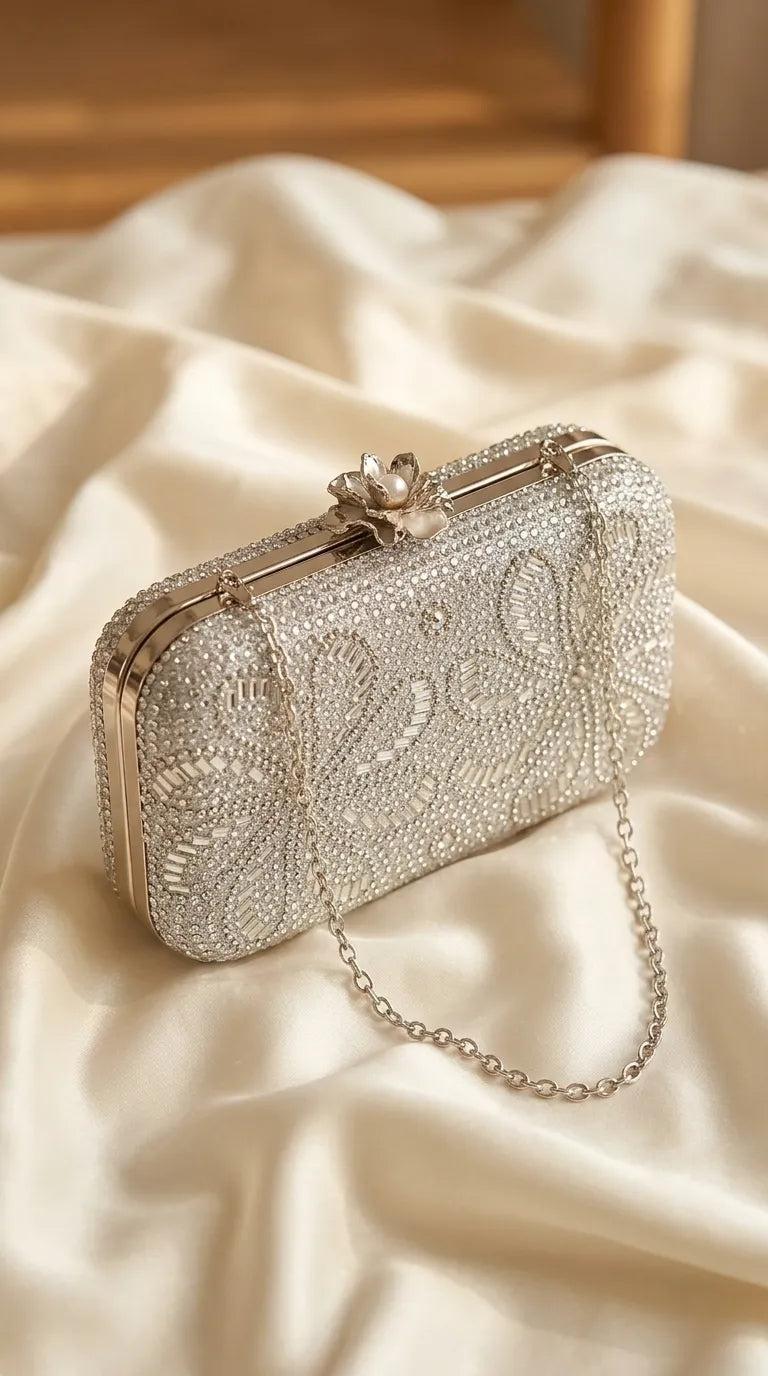 Silver Bridal Clutch P24551