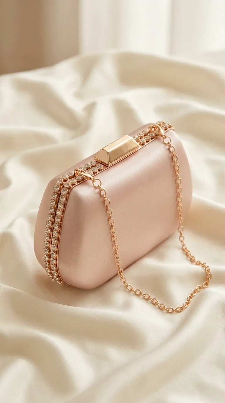 Golden Formal Clutch For Ladies P24553