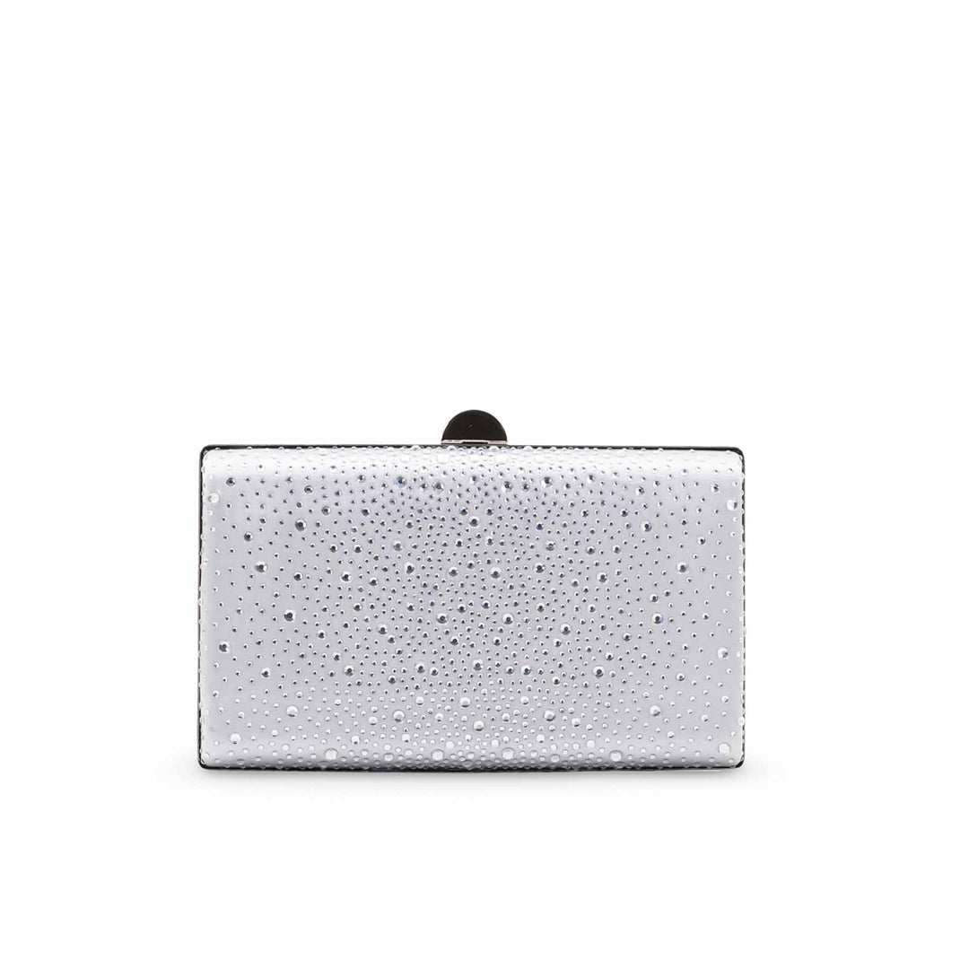 Silver Fancy Clutch For Ladies P24559
