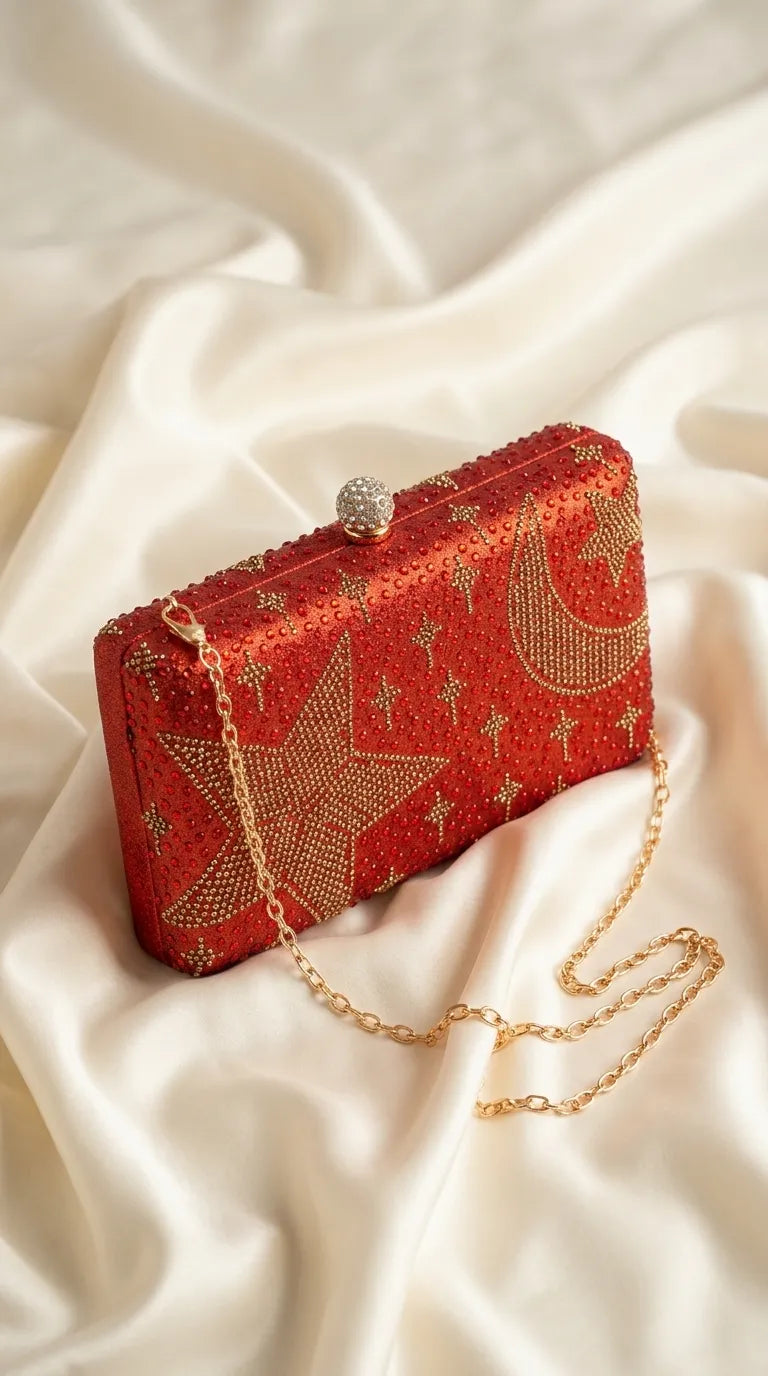 Red Fancy Clutch For Ladies P24562
