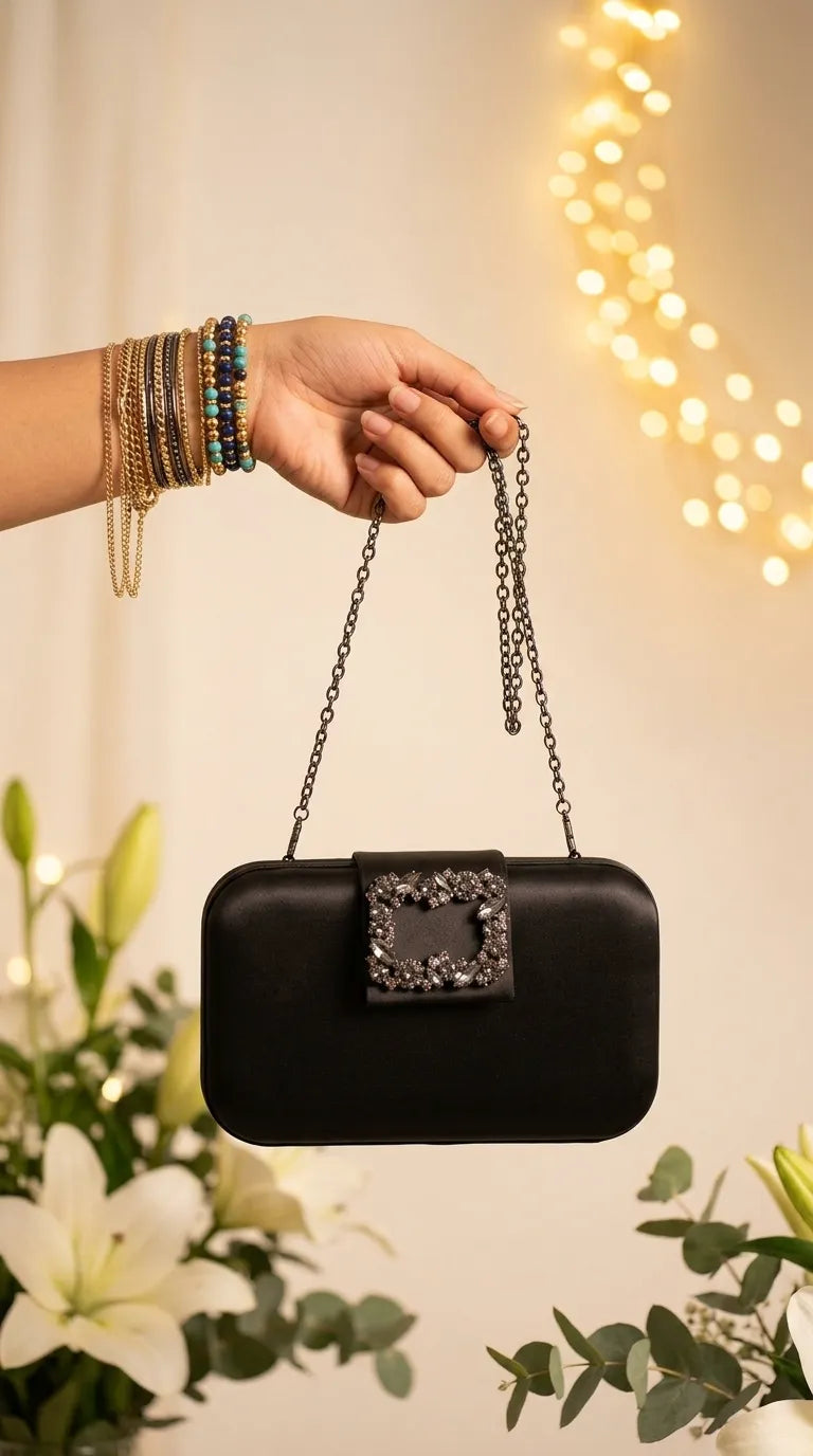 Black Formal Clutch For Ladies P24565