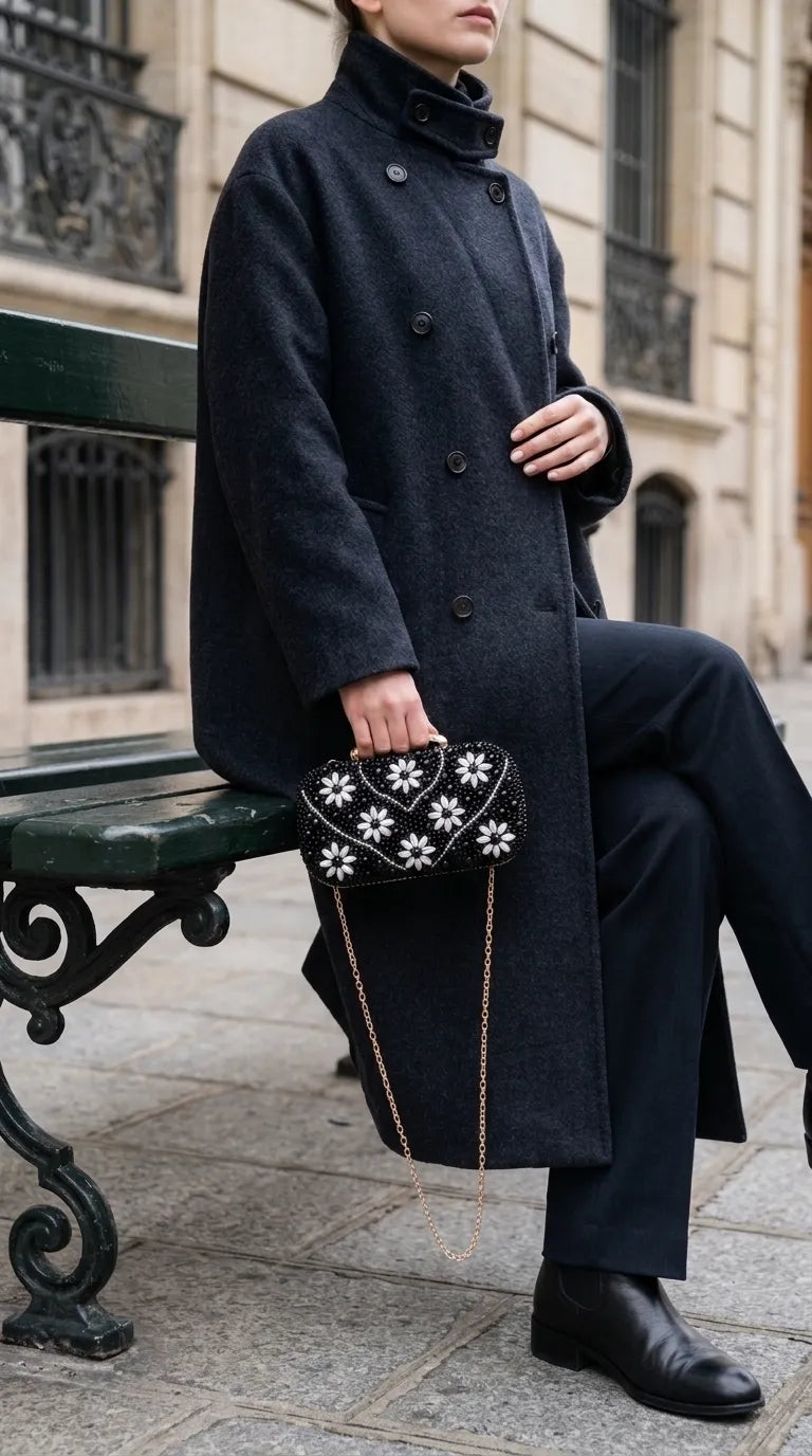 Black Fancy Bridal Clutch P24566
