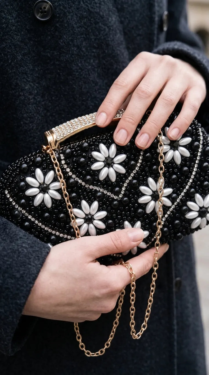 Black Fancy Bridal Clutch P24566