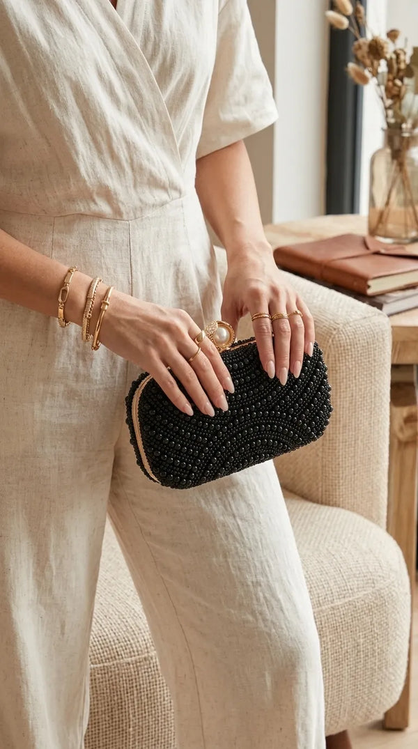 Black Fancy Bridal Clutch P24568