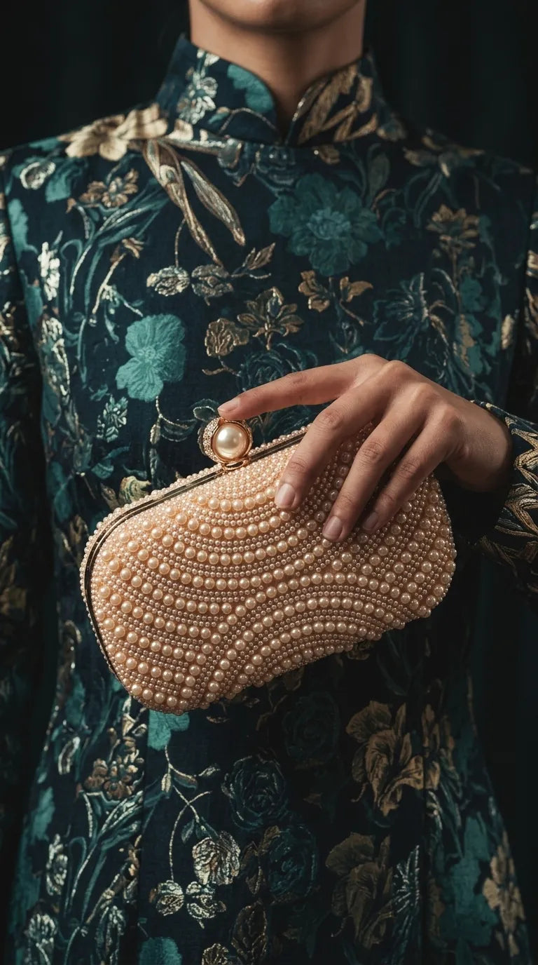 Golden Fancy Bridal Clutch P24568