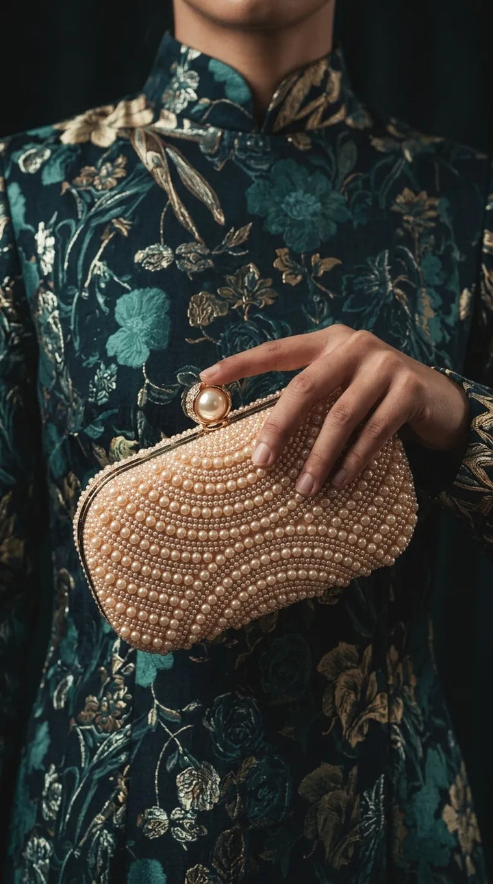Golden Fancy Bridal Clutch P24568