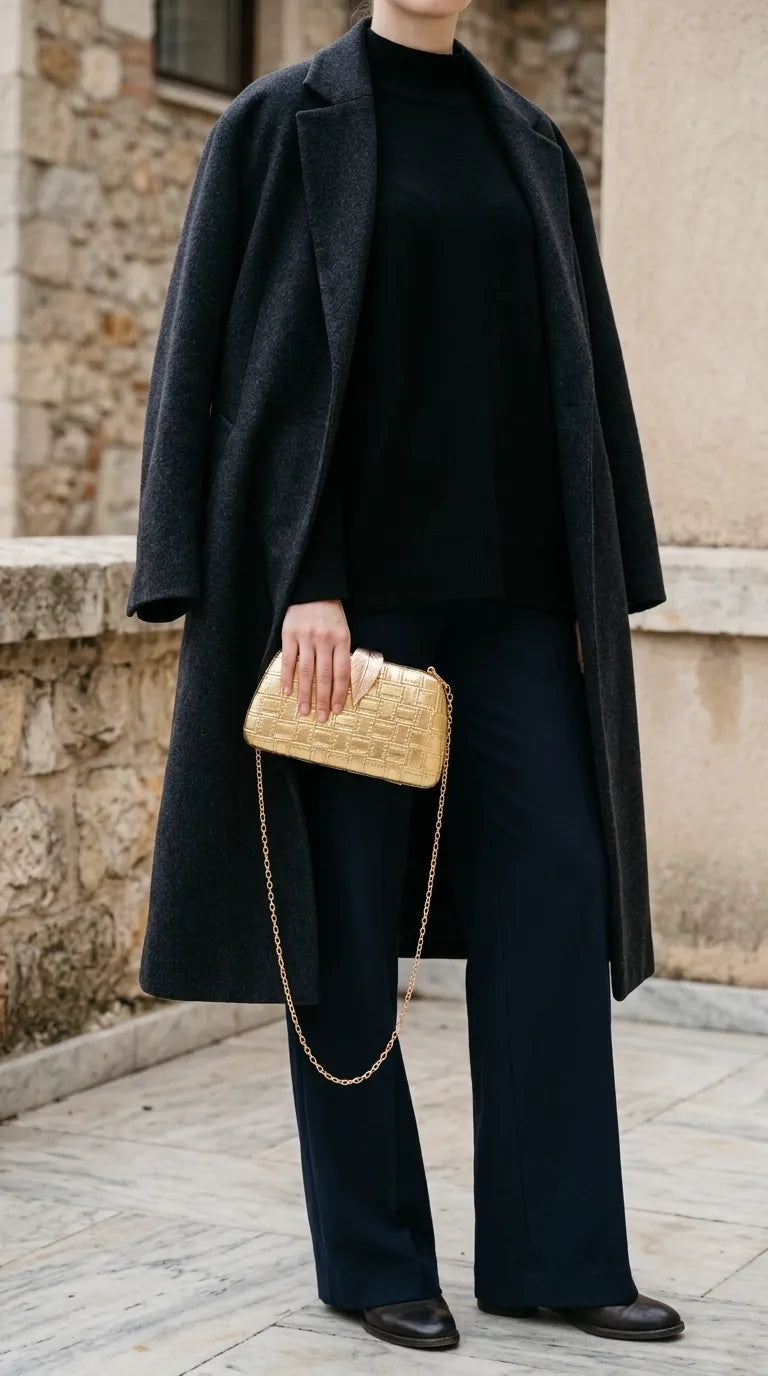 Golden Fancy Clutch For Women P24573
