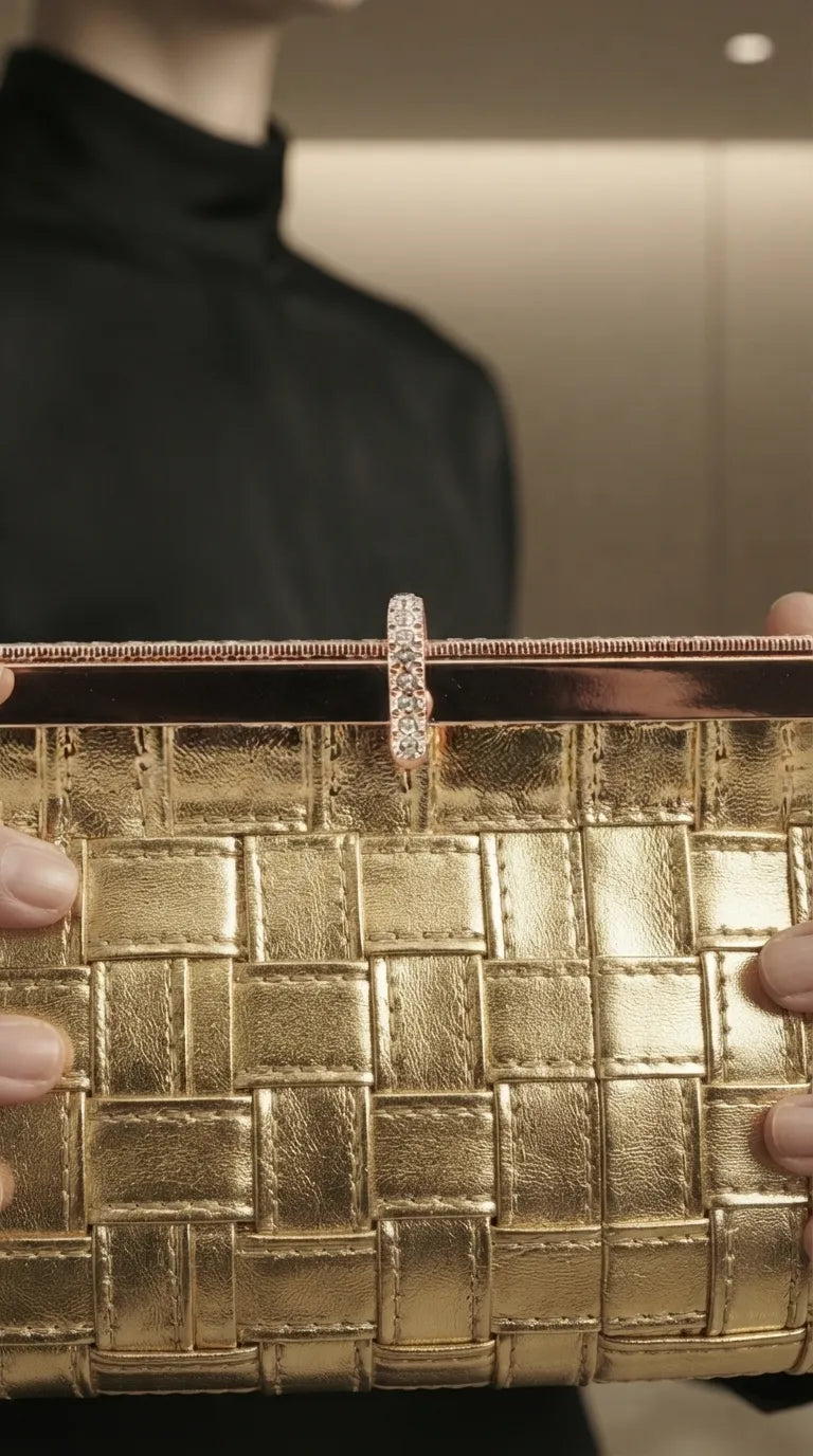 Golden Fancy Clutch For Women P24574