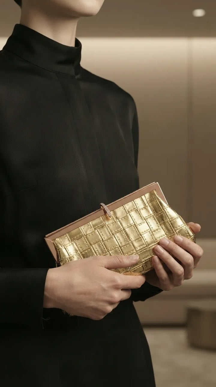 Golden Fancy Clutch For Women P24574