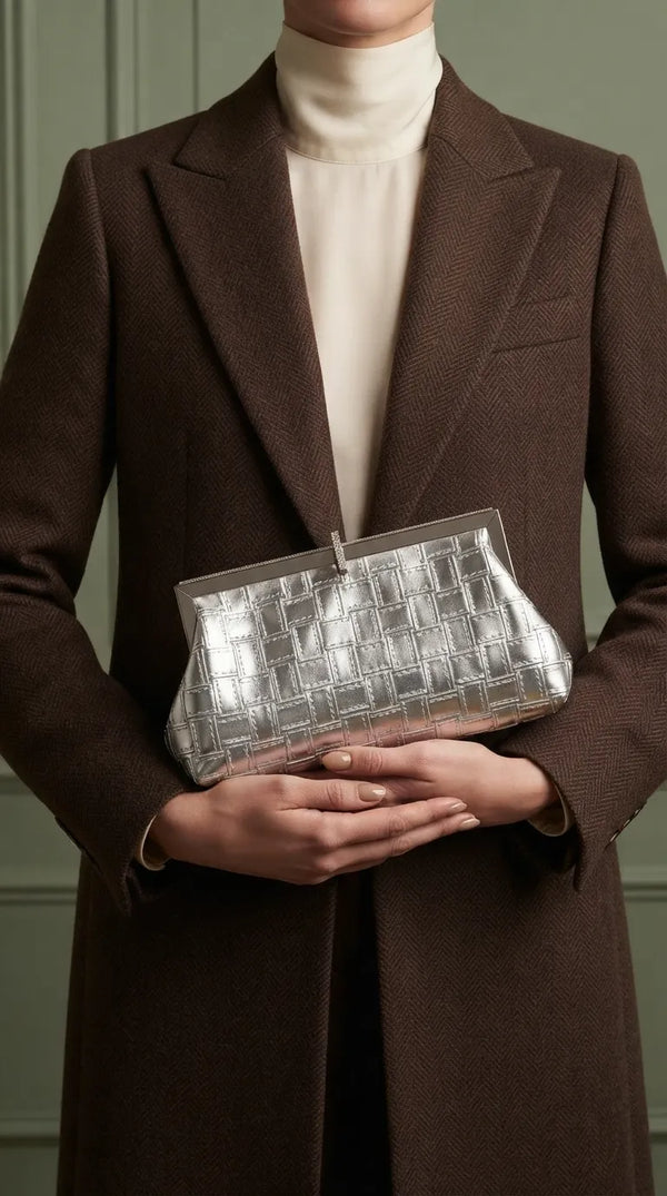 Silver Fancy Clutch For Women P24574