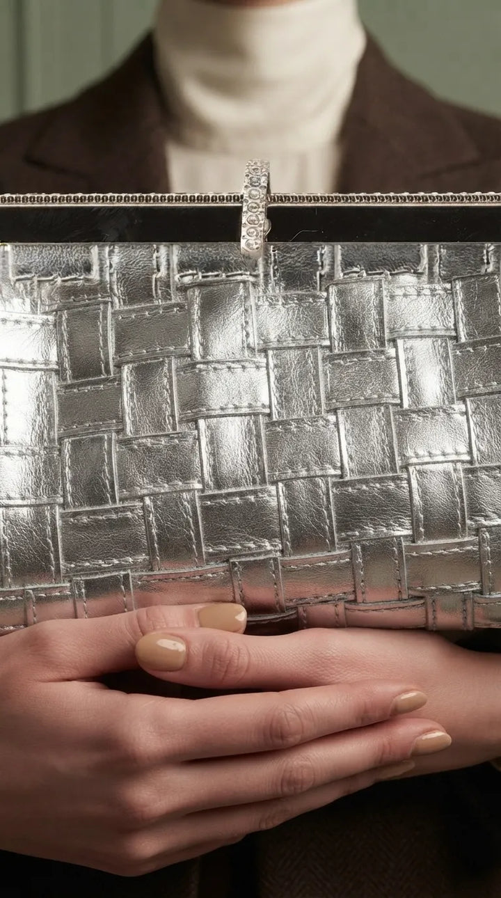 Silver Fancy Clutch For Women P24574