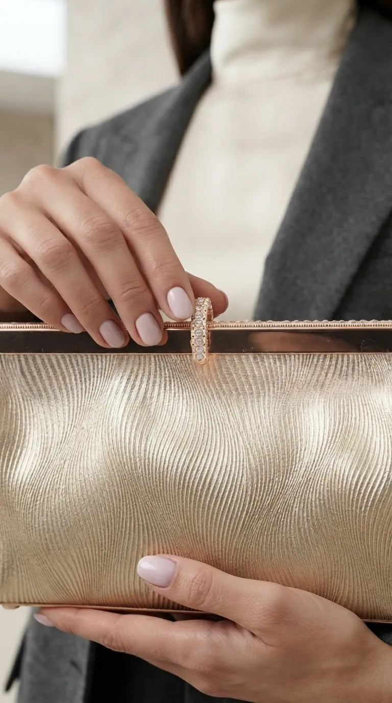 Golden Fancy Clutch For Women P24575