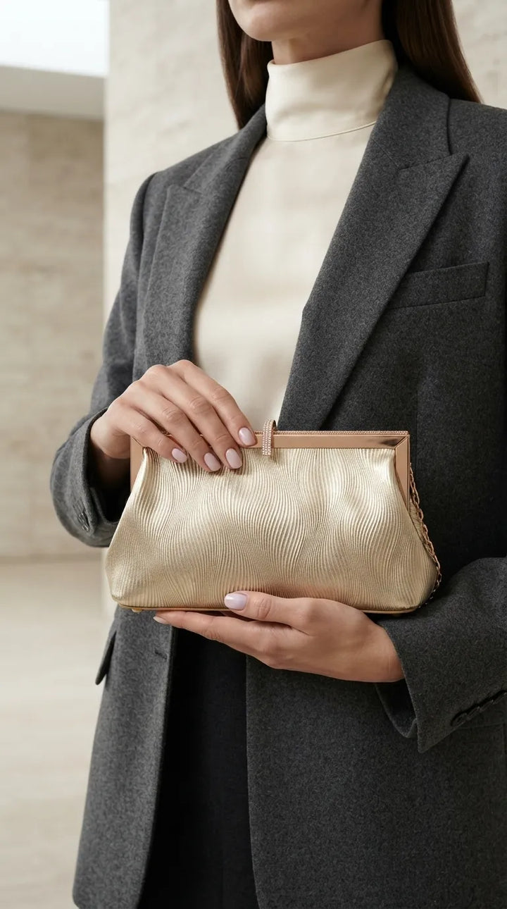 Golden Fancy Clutch For Women P24575