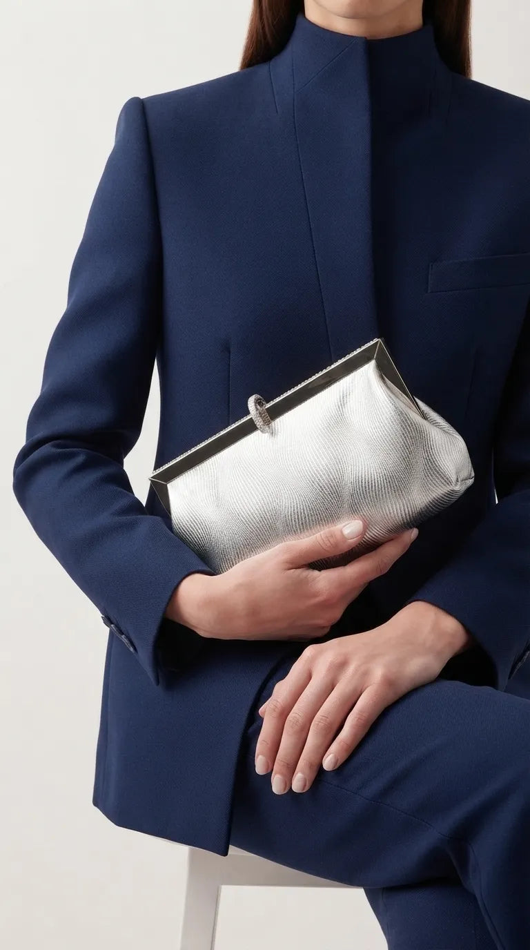 Silver Fancy Clutch For Women P24575