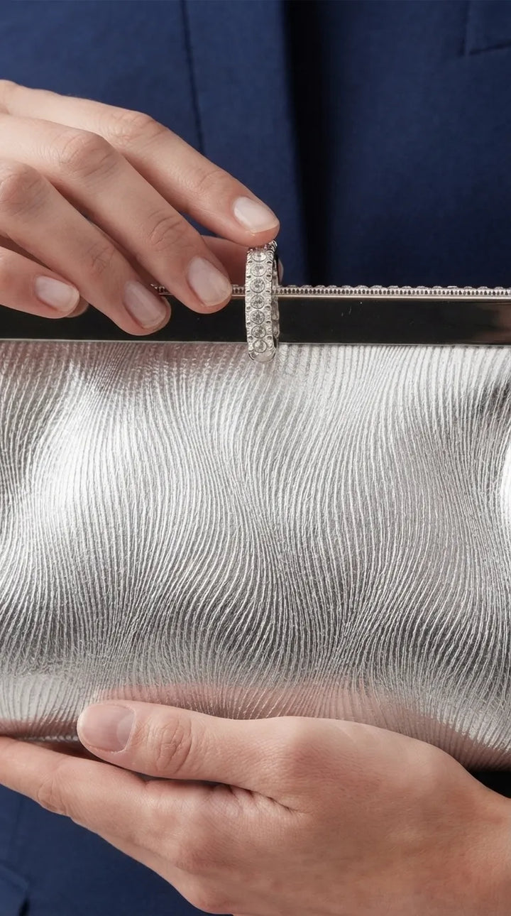 Silver Fancy Clutch For Women P24575