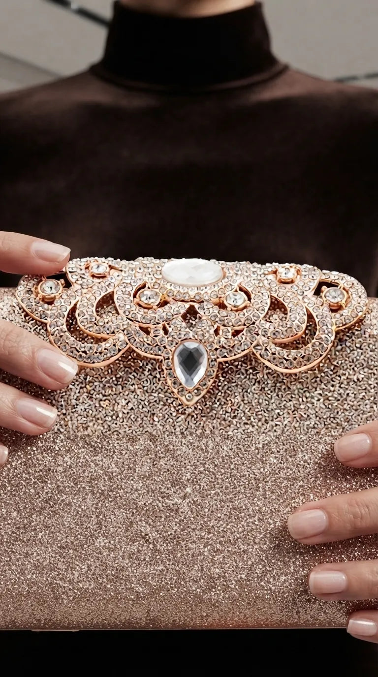 Golden Fancy Clutch For Women P24576