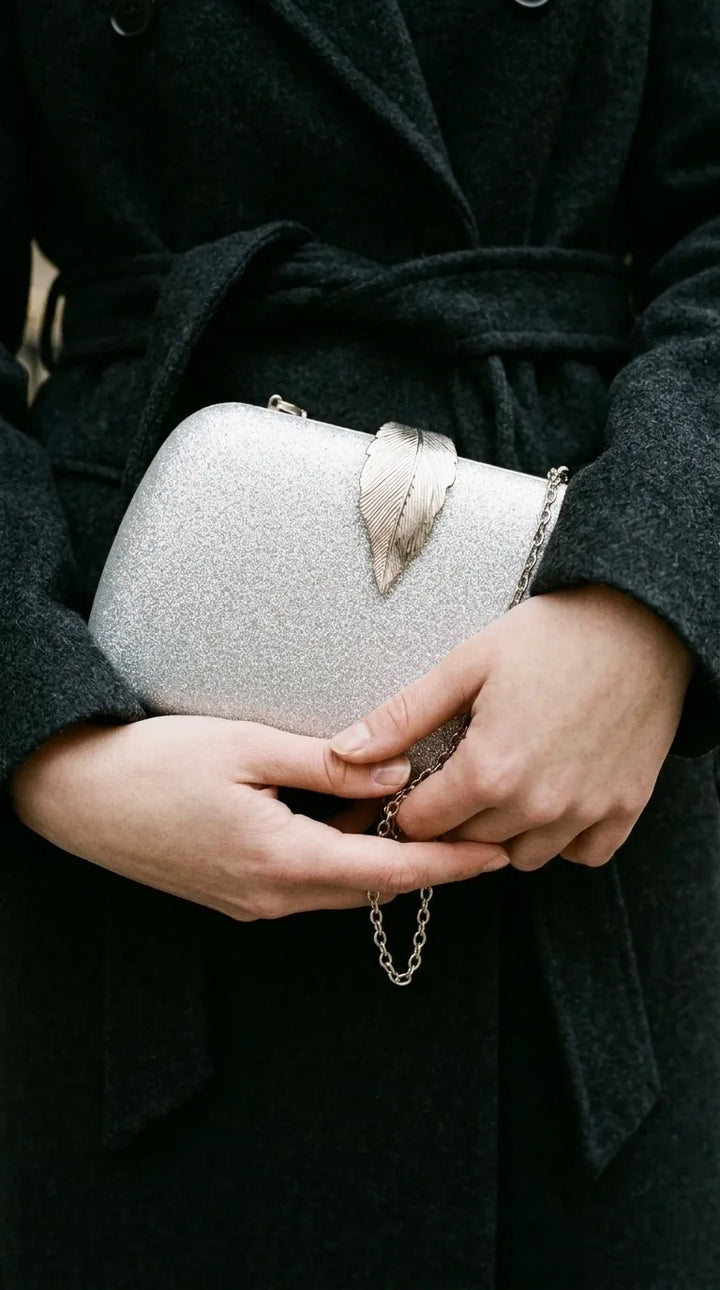 Silver Fancy Clutch For Women P24577