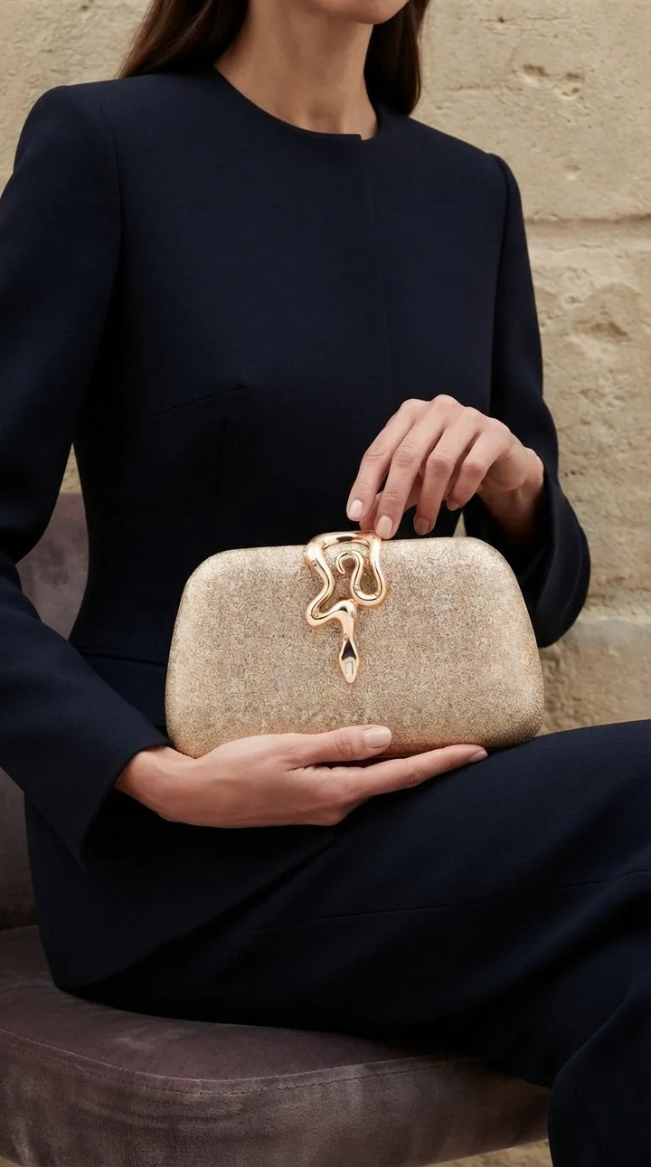 Golden Fancy Clutch For Women P24578