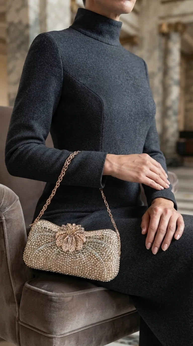 Golden Fancy Bridal Clutch P24579