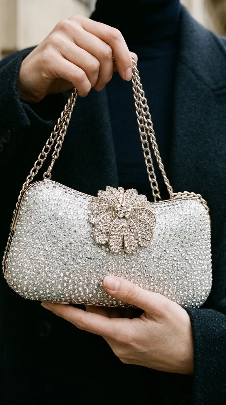 Silver Fancy Bridal Clutch P24579