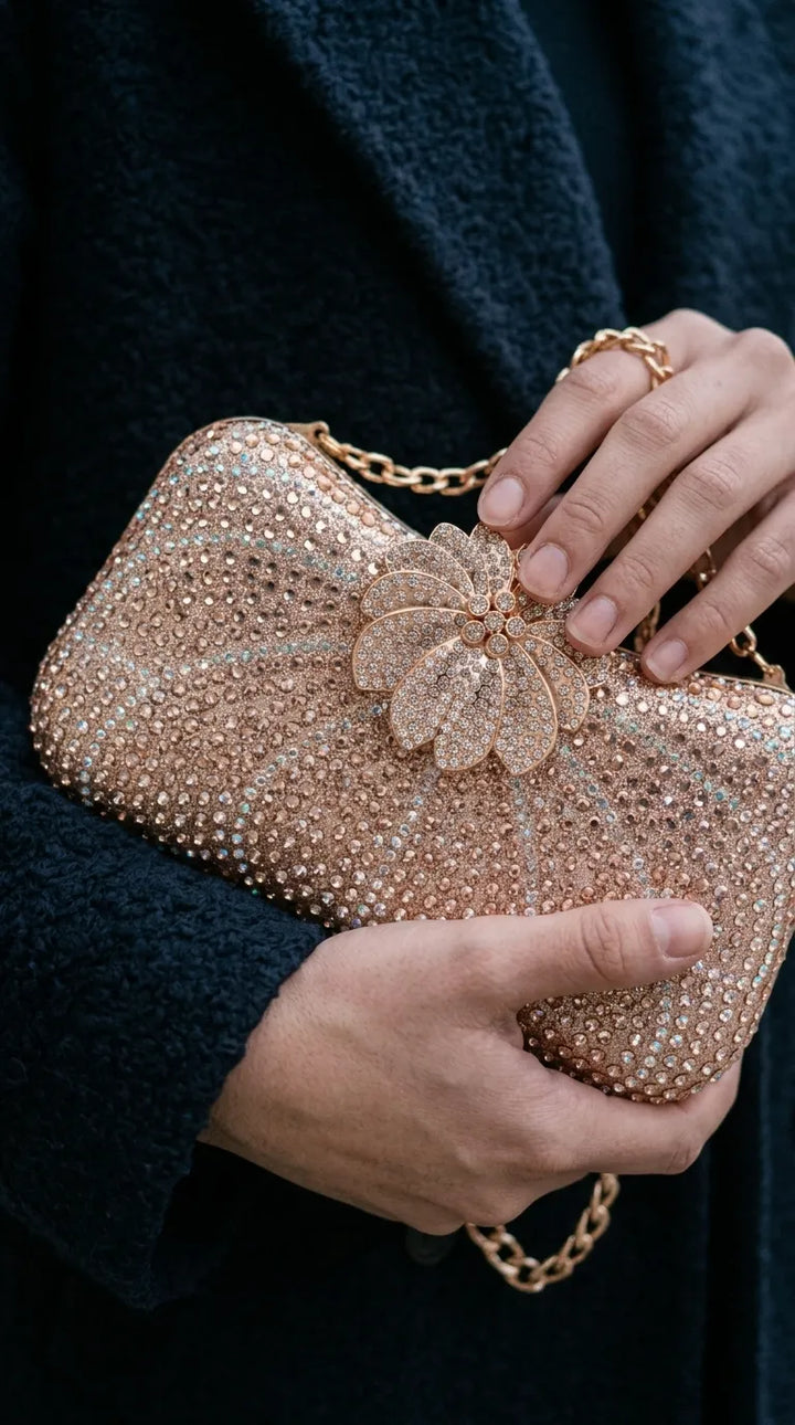 Champagne Fancy Bridal Clutch P24579