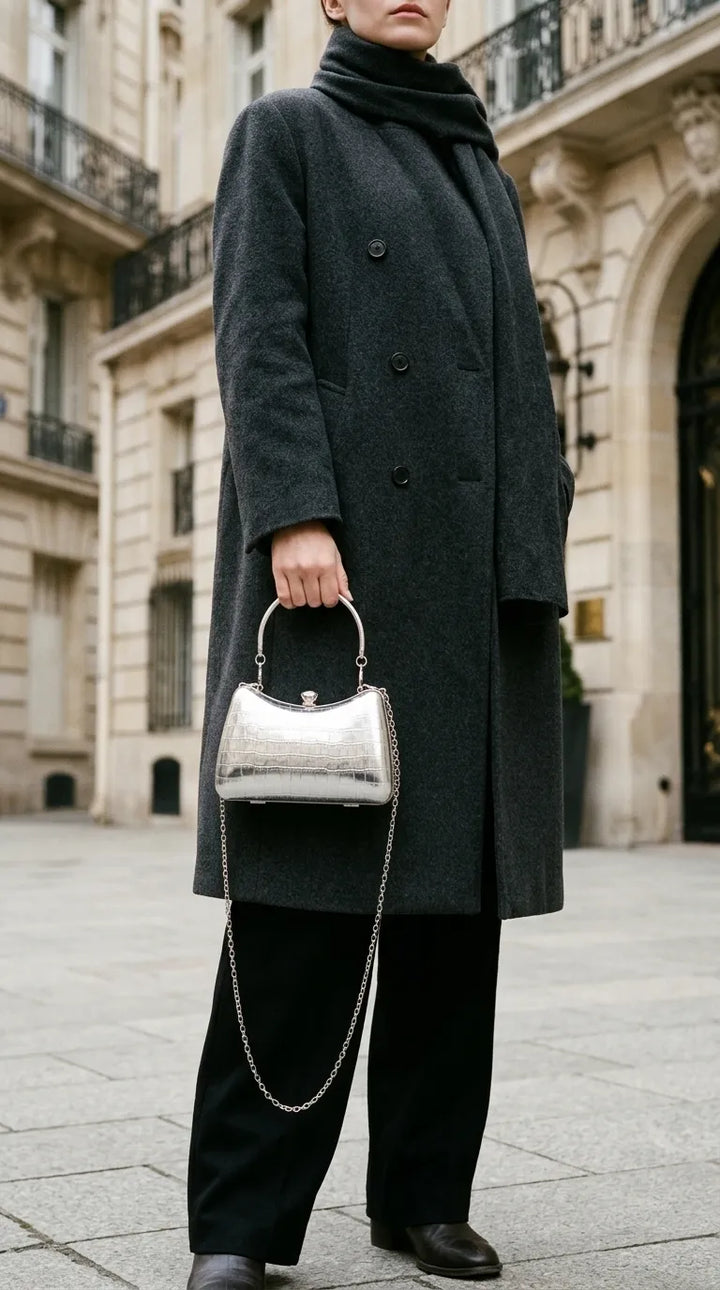 Silver Fancy Clutch For Women P24580
