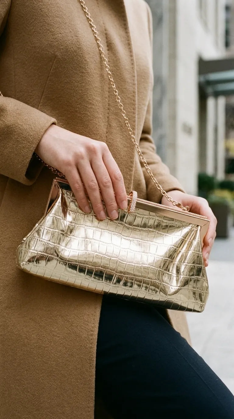 Golden Fancy Clutch For Women P24581
