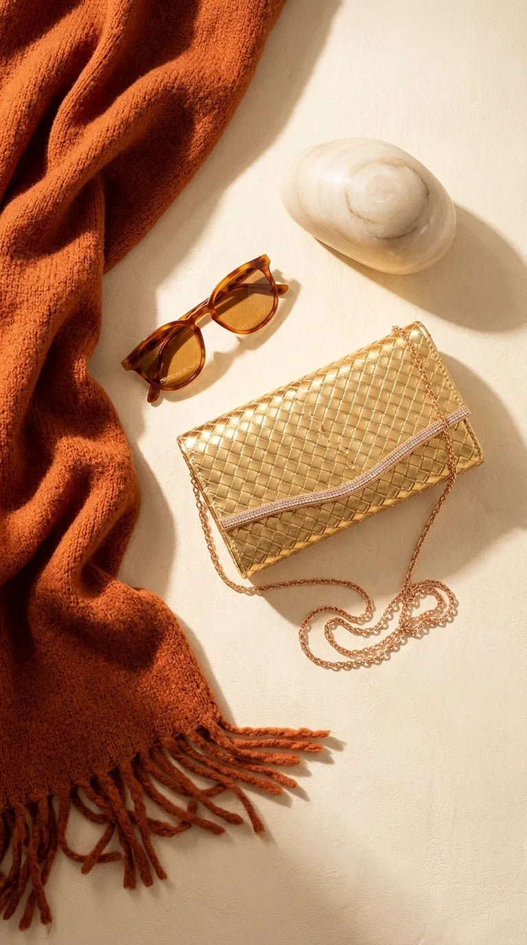 Golden Formal Clutch For Ladies P24600