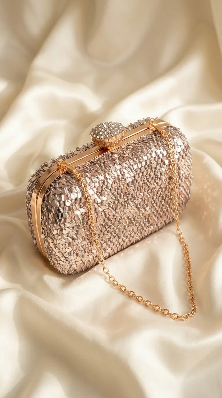 Champagne Fancy Clutch For Ladies P24603