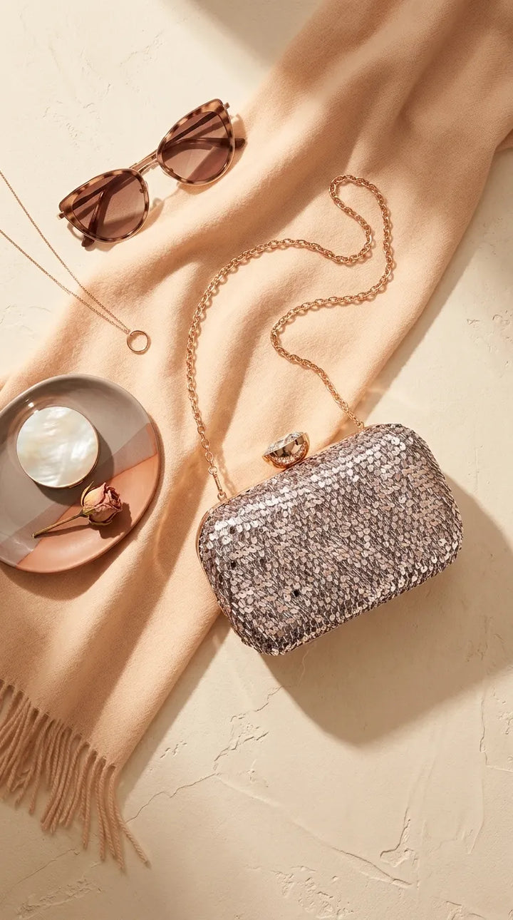 Champagne Fancy Clutch For Ladies P24603