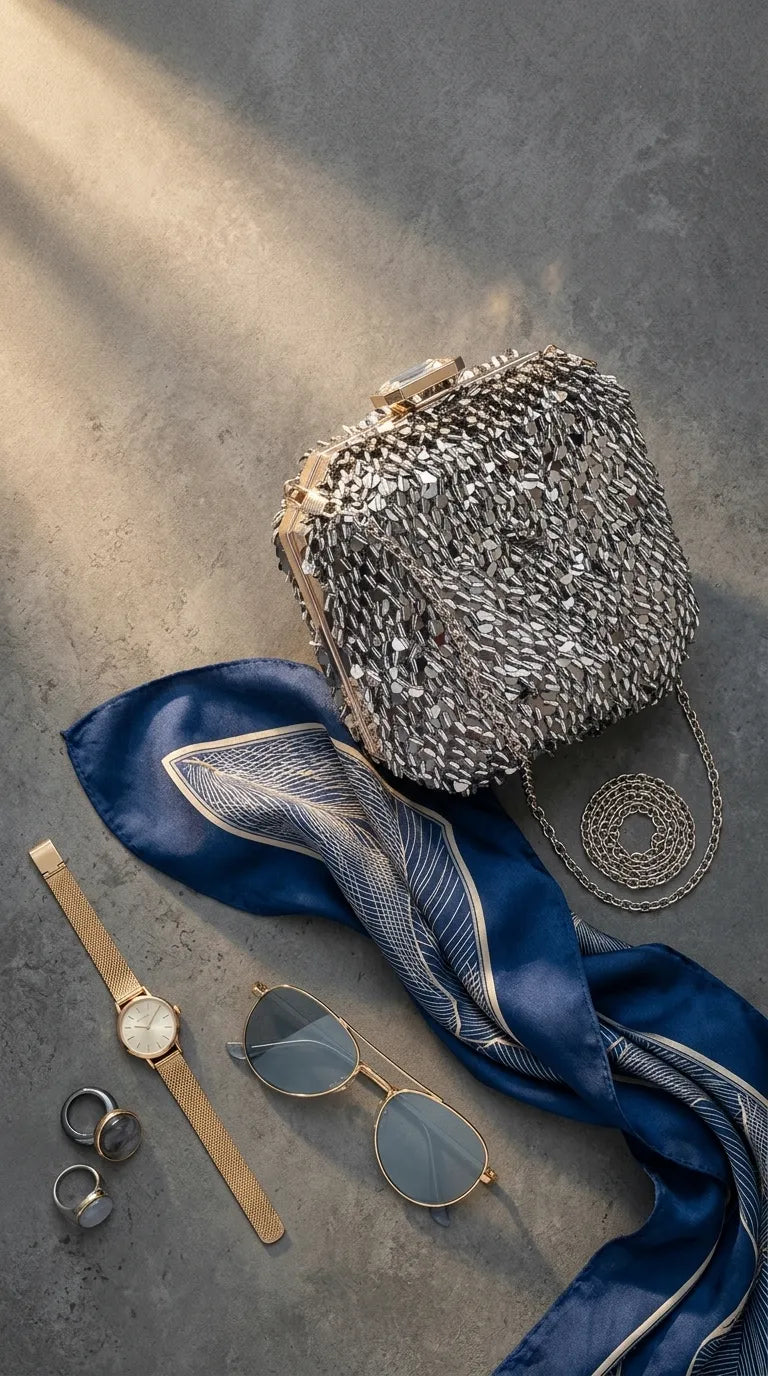 Grey Fancy Clutch For Ladies P24604